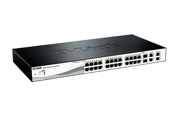 D-Link DES-1210-28P/C3A Настраиваемый коммутатор WebSmart с 24 портами 10/100Base-TX, 2 портами 10/100/1000Base-T, 2 комбо-портами 100/1000Base-T/SFP