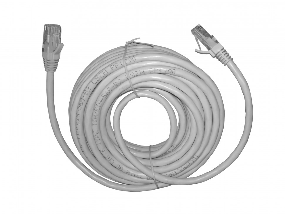 Патч-корд, UTP4, rj45-rj45, cat.6, 10м, Сu, LSZH, литой коннектор, серый, TechnoLink