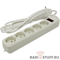 Exegate EX221187RUS Сетевой фильтр Exegate SP-5-3W (5 розеток, 3м, евровилка, белый)