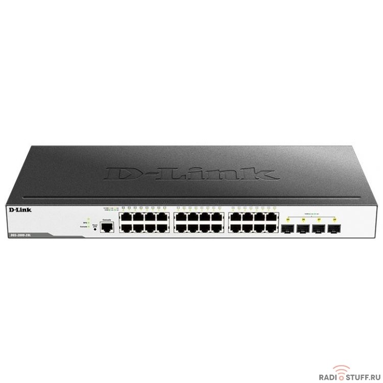 D-Link DGS-3000-28L/B1A Управляемый коммутатор 2 уровня с 24 портами 10/100/1000Base-T и 4 портами 1000Base-X SFP