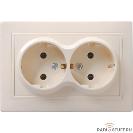 Iek ERK24-K33-16-DM РС12-3-ККм Розетка 2местн. c з/к без защ.штор. 16А КВАРТА (кремовый)